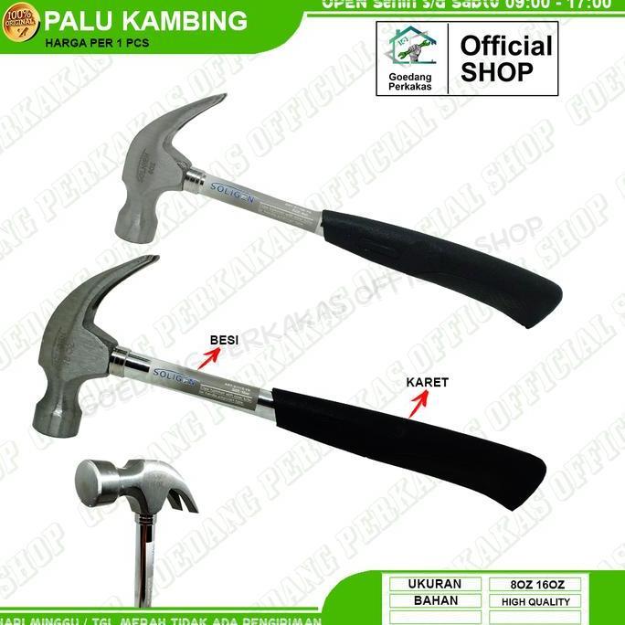 Palu Kambing Gagang Besi 16oz Claw Hammer Martil