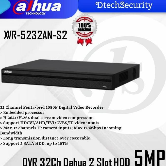 NEW DVR Dahua 32Ch XvR 5232An S2 / Xvr Dahua 5MP 2Slot HDD