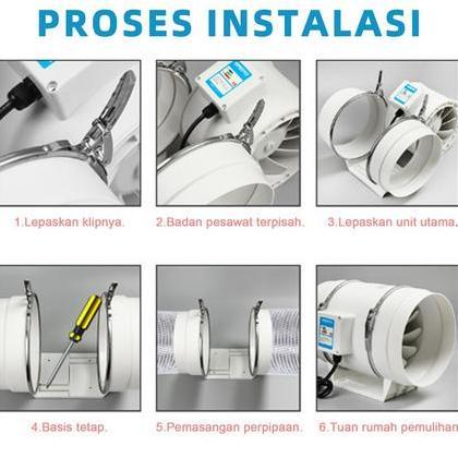 Penghisap Asap Dapur 4/6/8 Inch 220V Exhaust Fan Plafon Blower Kipas Inline Duct Fan Blower Hisap Ek