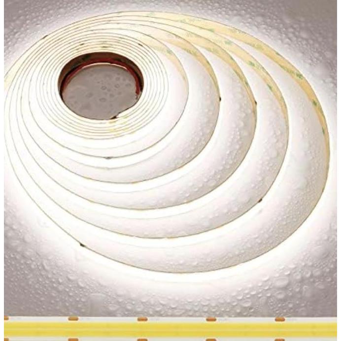 cob led strip dim 5000k putih 24v 5m cri90 premium dotless ip20  14w/m