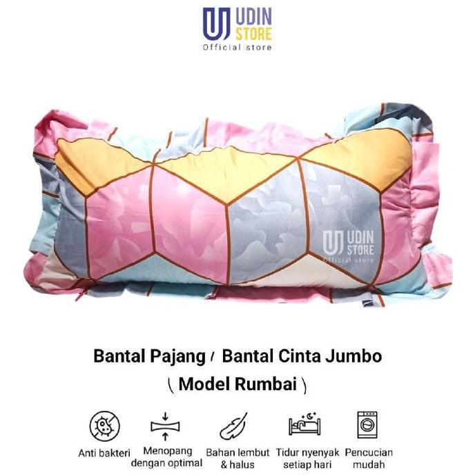 Udinstore Bantal Cinta Jumbo Rumbai Premium Isi Silicon 100x50cm Sarung Resleting Kain Full Obras Be