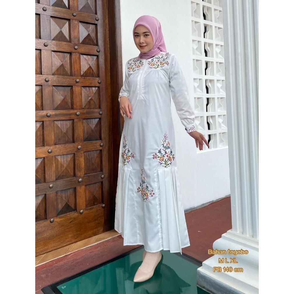 WANITA BORDIR 2026 MADINA TUGPA BAHAN KATUN TOYOBO BORDIR KOMPUTER