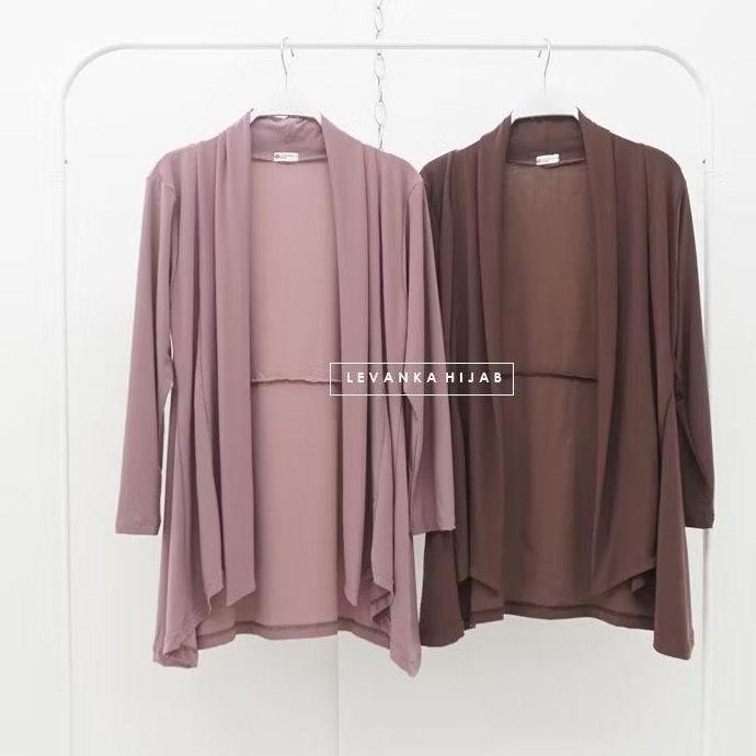 Kardigan tangan panjang/ Kardigan polos / Kardigan Bahan jersey /  Cardigan Wanita Muslim Tebal Kanc