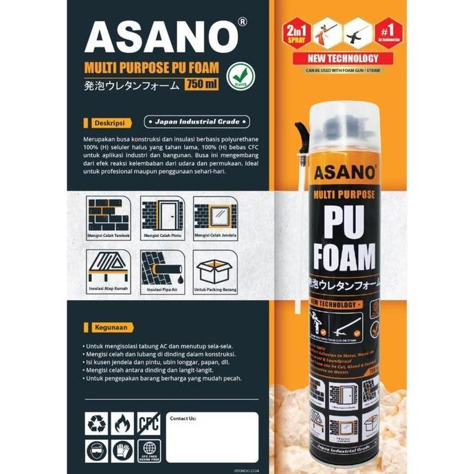 spray Foam ASANO Polyurethane Foam / Sealant Foam SPRAY PU Foam