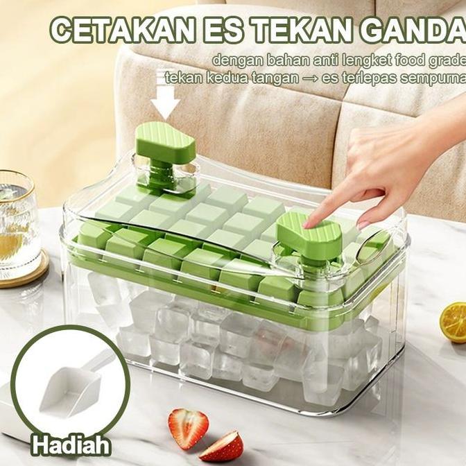 JC Ice Cube Maker 28 Grid Cetakan Es Batu Kristal Transparan, Pembuat Es Batu Mini Praktis, Tempat E