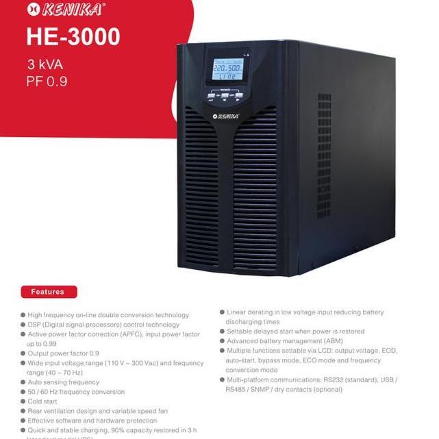 Ups Online Kenika He-3000 3Kva/3000Va True Online - Pure Sine Wave Tersedia