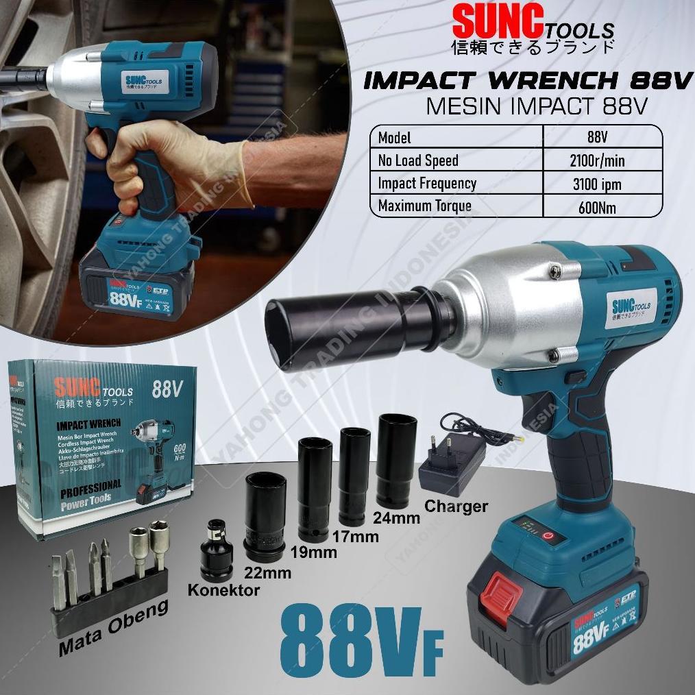 [NEW] Mesin Impact Baterai Torsi Besar Cordless Impact Wrench BRUSHLESS 88V 88VF SUNC TOOLS