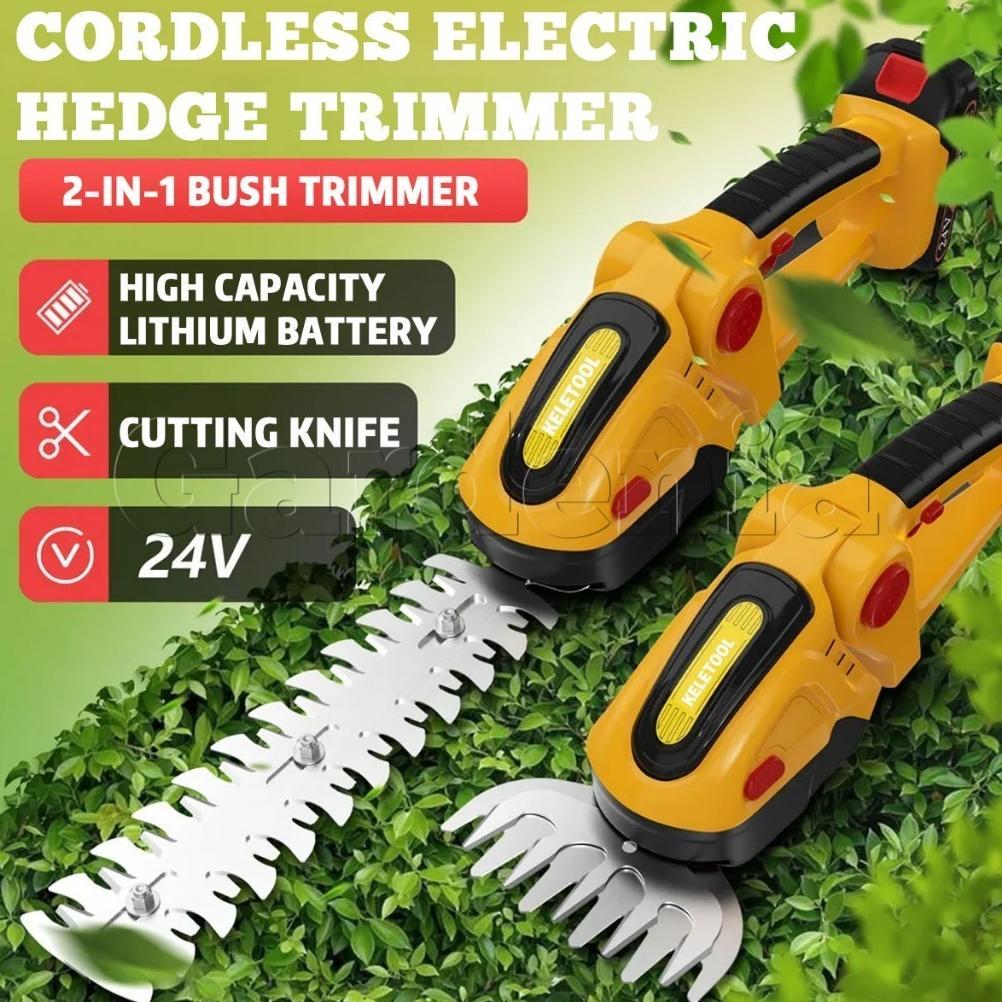 [NEW] 2 IN1 Pangkas Pagar Hedge Trimmer Cordless Portabel Baterai Lithium Elektrik Pruning Branches 