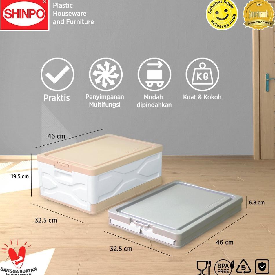 Shinpo 148 Container Box Lipat Compact Kotak Folding Storage Box 1 Set Tutup Plastik