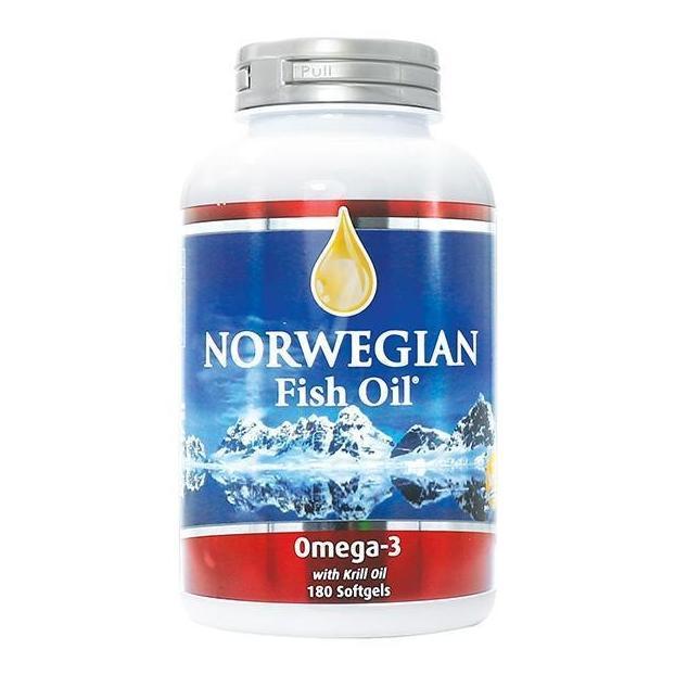 Norwegian Fish Oil Omega 3 with Krill Oil 1000mg, 180 softgels// immunity