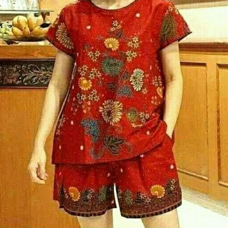 NEW ARRIVAL Unggul Batik Setelan Celana Pendek Atasan Wanita Original LD 100 -120 KEKINIAN