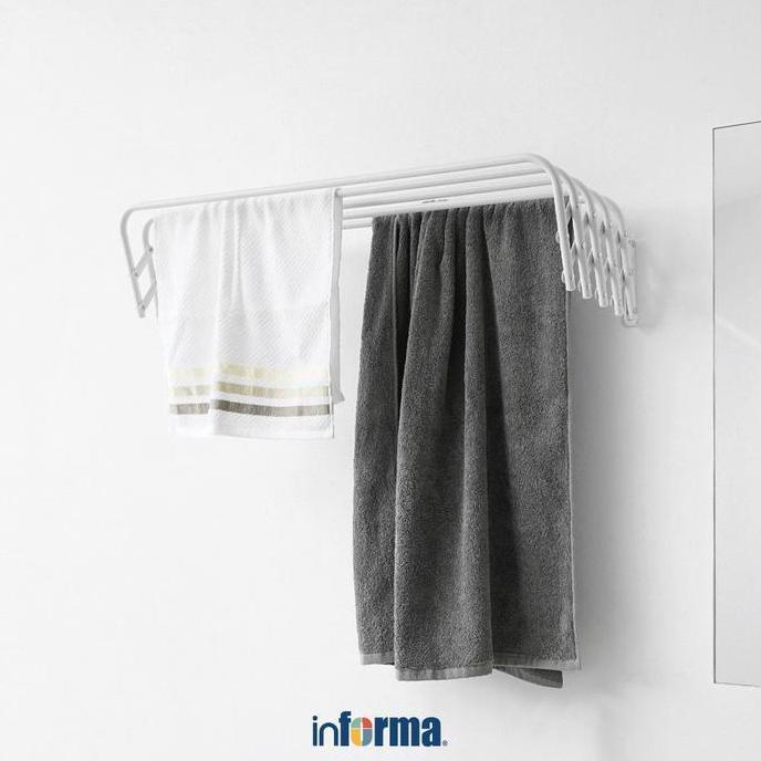 Informa Jemuran Dinding Rectractable 501 - Putih Gantungan Handuk Rak Baju Jemuran