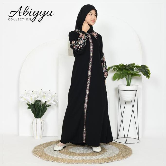 Abiyyuco TA9061A | Abaya Turki Hitam Couple Ibu Dan Anak Perempuan Baju Gamis Turkey Remaja Tanggung