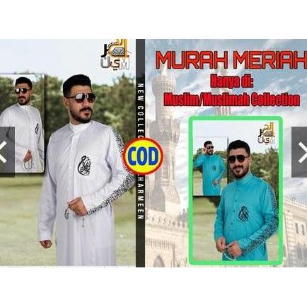 Jubah Pria Al Haramain / Gamis Pria Al Haramain Motif Hijaiyyah/Motif Kalraphi Impor Mesir