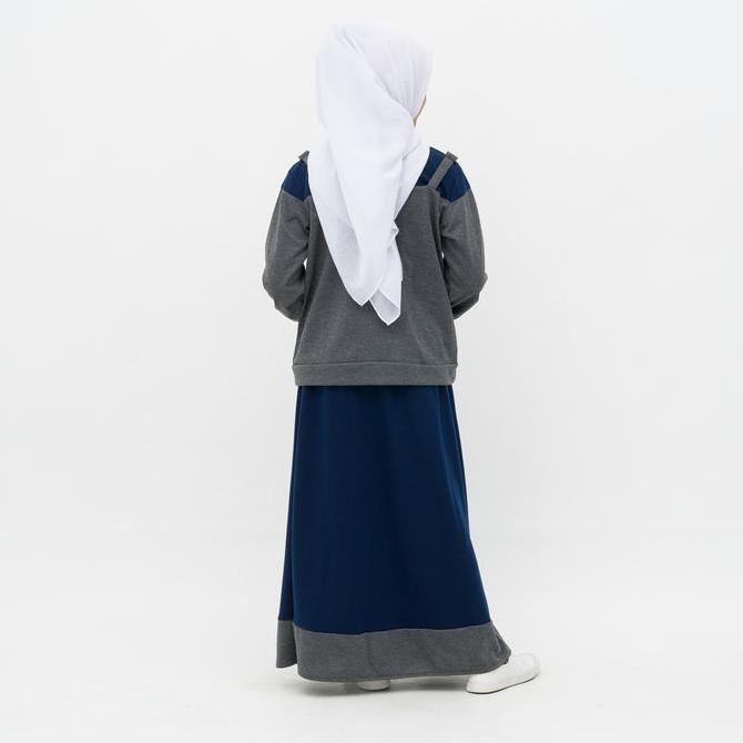 Applekidz Setelan Rok Baju Muslim Anak Perempuan Tanggung Astaria Navy Katun Remaja Wanita Gamis Pan