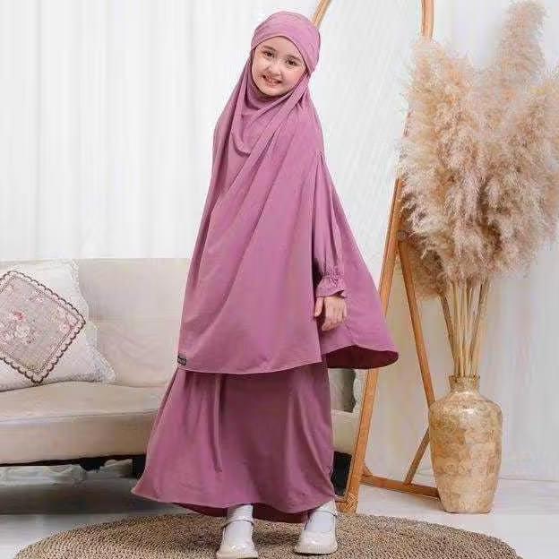 Gamis Anak Perempuan Jersey Muslim 3-13 Tahun & Dress Jubah Abaya Pakaian Ngaji Manasik Haji TK Keci