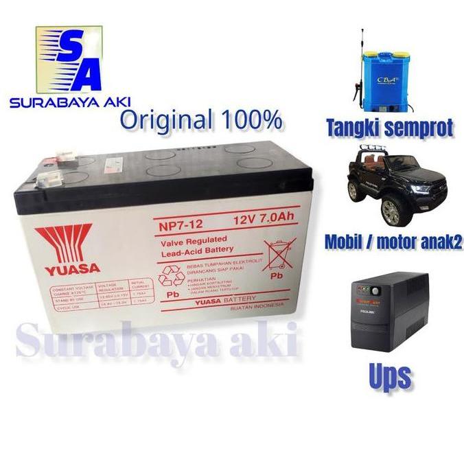 Promo aki UPS MOBIL MAINAN ANAK sprayer ELEKTRIK ORIGINAL 12V 7ah yuasa 7ah Diskon