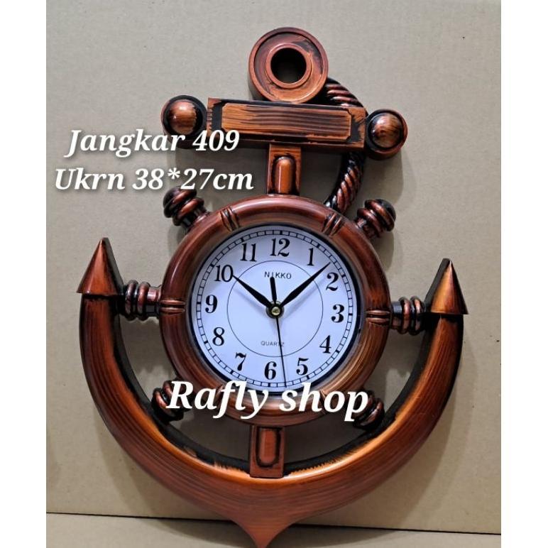 Jam Dinding Unik Jangkar Nikko 409 Motif Kayu