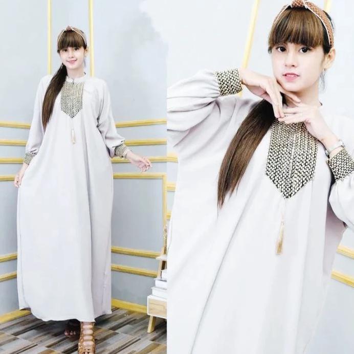 NEW Kaftan Sultan Polos Gamis Renda Super Jumbo Dress Kaftan Premium Abaya Arabian Wanita Muslim Ter