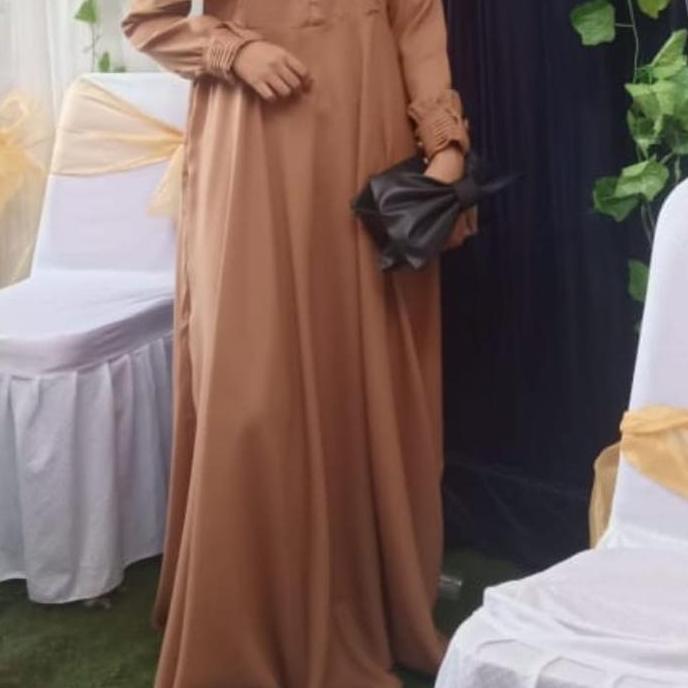 [Gamis Hermosa] Gamis polos Milo coklat susu mocca premium-GAMIS HERMOSA POLOS/GAMIS WOLLYcrepeGAMIS