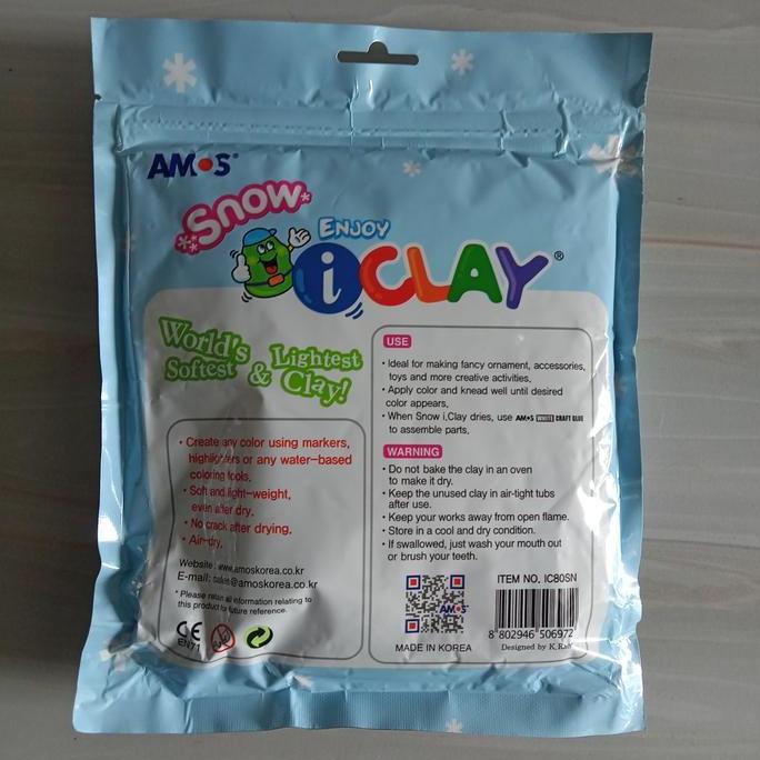 amos i clay iclay mainan anak snow putih asli korea 80gr 80 gram