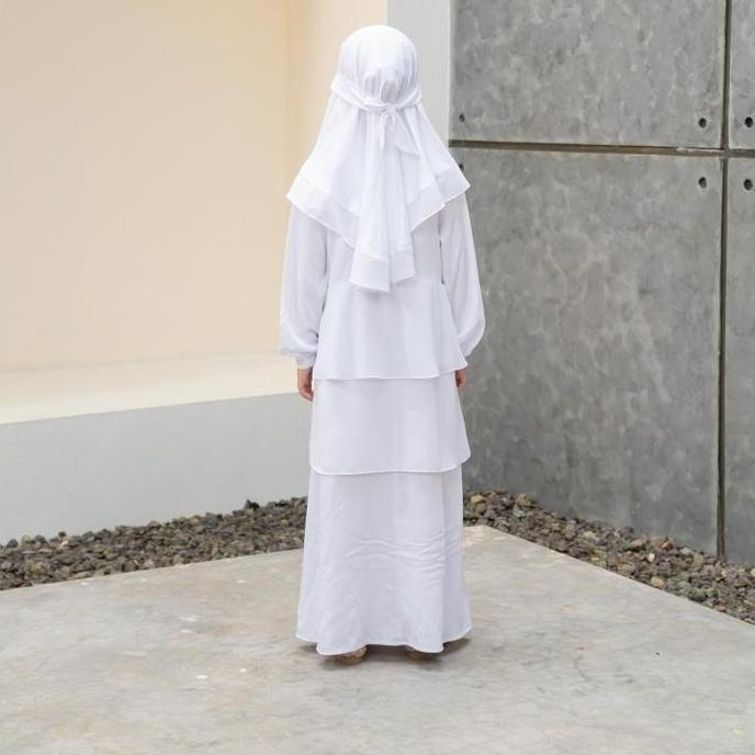 GAMIS ANAK NIBRAS MECCA WHITE/ BAJU GAMIS ANAK PUTIH