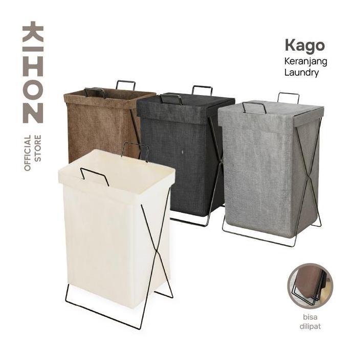 Orgnzr- Kihon Kago Keranjang Laundry Lipat Minimalis  Dapat Dilipat Dilengkapi Rangka Besi Penyangga