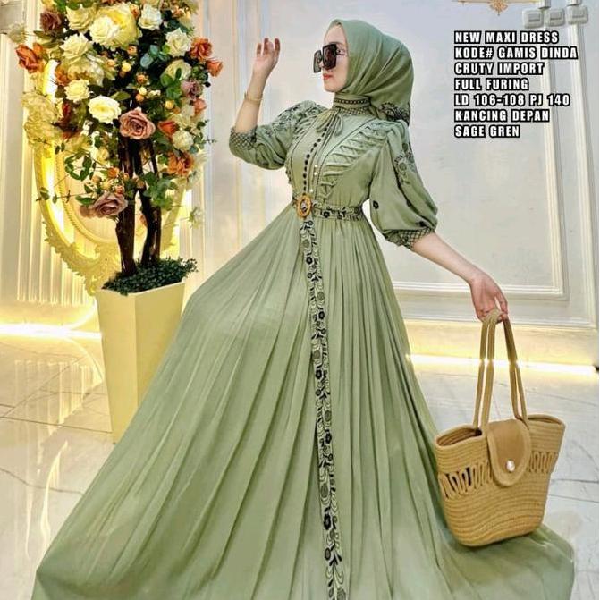 SHR terbaru maxy COUPLE MOM&KIDS bordir cantik kode gamis DINDA  Muslim Gamis Lebaran