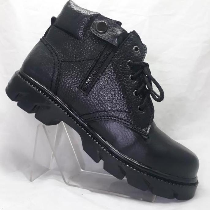 Allthebest sepatu safety boot kulit asli boyken hitam polos.