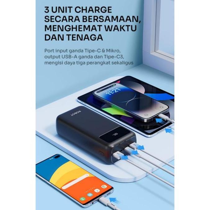 Lansungkirim- Robot Rt32 Powerbank 30000Mah 22.5W Led Display 30000 Fast Charging