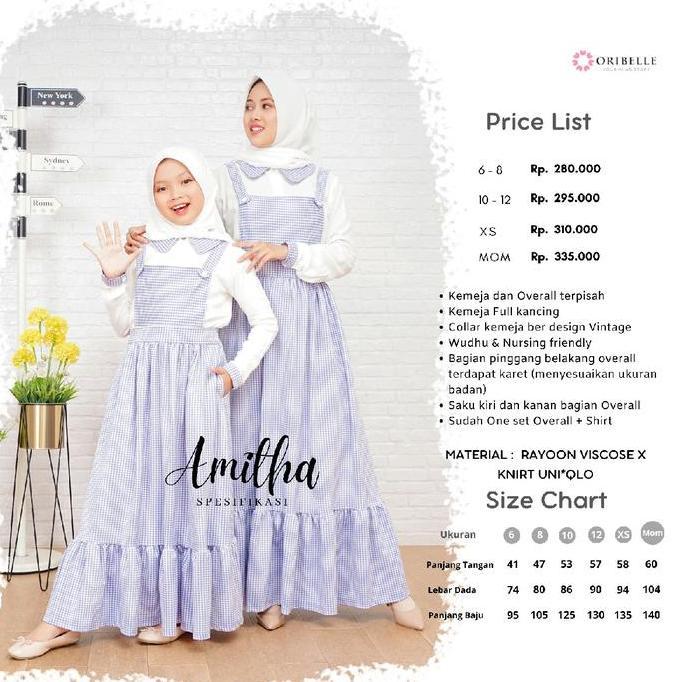 Oribelle Indonesia - Amitha Overall Dress Set Inner Setelan Anak Tanggung Usia 6-13 th Remaja Dewasa
