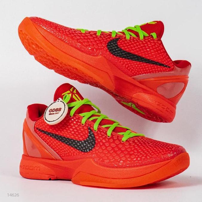 Zoom Kobe 6 Protro Reverse Grinch 23 Bright Crimson Red Electric Green