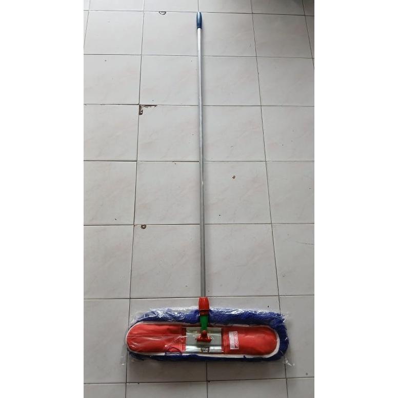 [CUP] Set 60cm Loby Biru Wool Stik Gagang Alumunium 150cm Tongkat Pel Kering Sapu Loby Tangkai Alm S