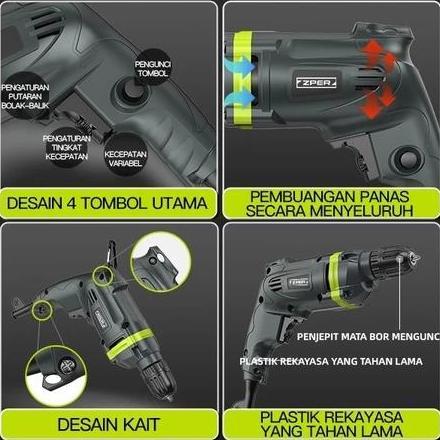 Powerx- Zper Mesin Bor 350W Listrik Bolak Bali Hand Electric Drill Berlaku Untuk 2-10Mm Mata Bor Zp0