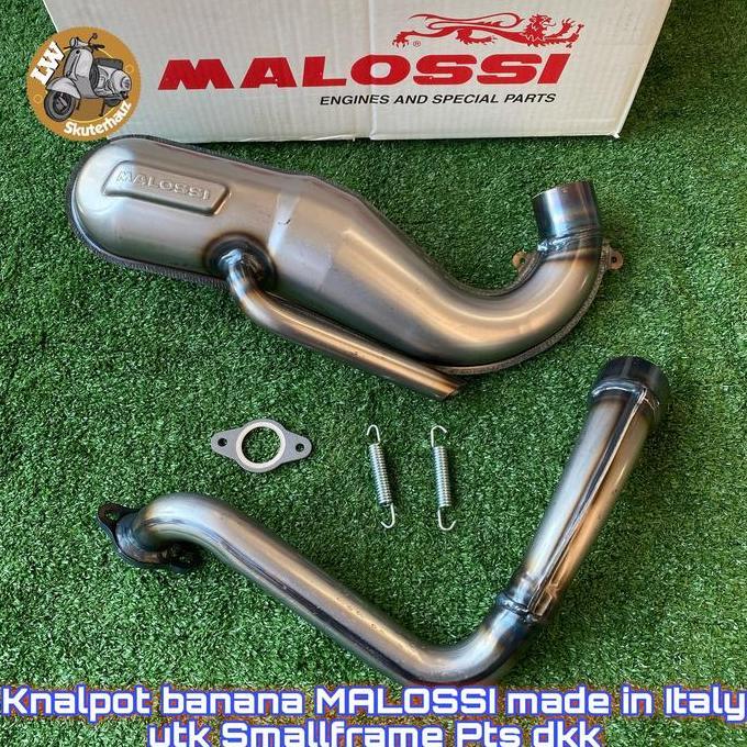 Knalpot Malossi banana silver utk vespa smallframe pts dkk