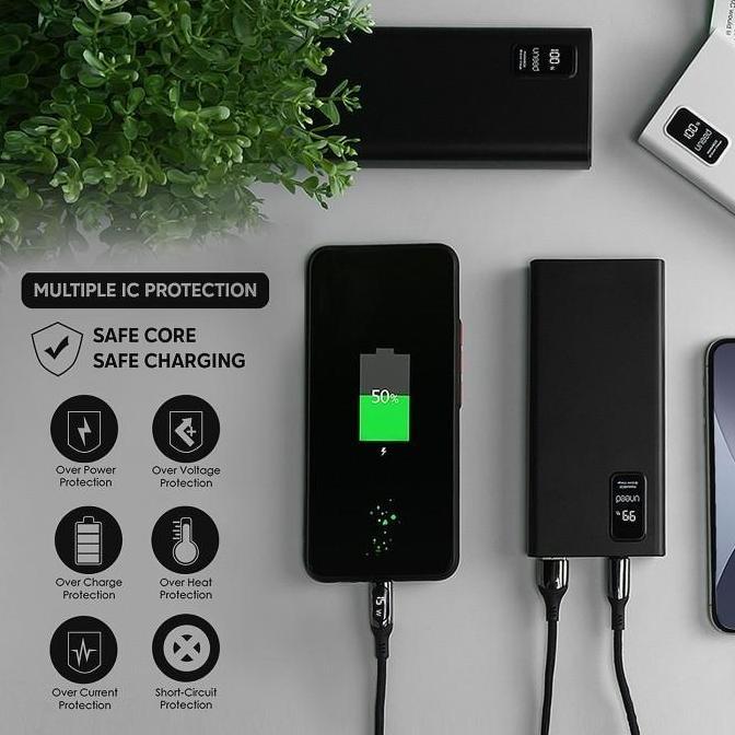 Lansungkirim- Uneed Powerbank Manabox Built In Cable 10000 20000 Vooc Quick Charge