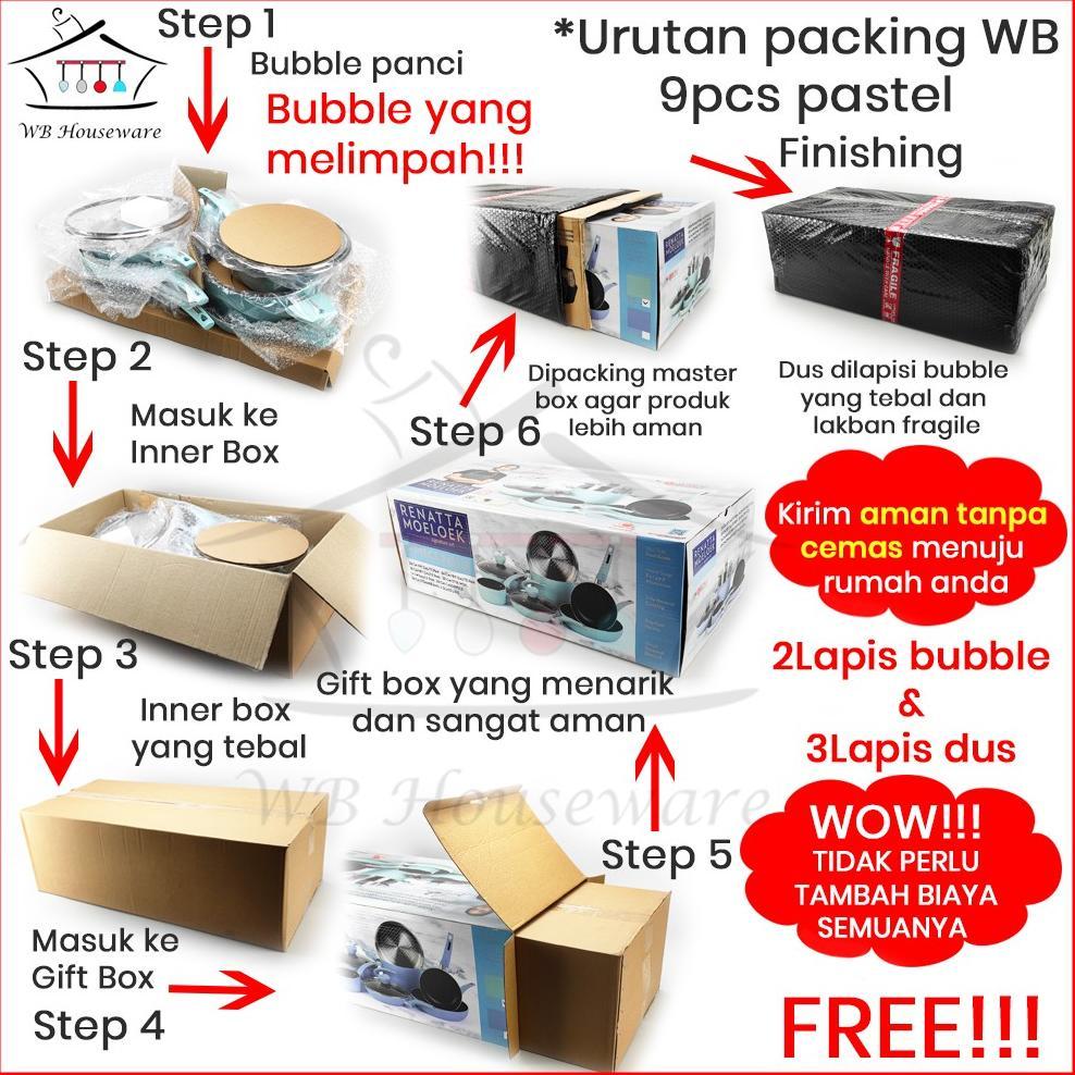 BEST SELLER (FREE PACKING DUS + BUBBLE) PANCI SET 9PCS RENATA MOELOEK / COOKWARE SET PASTEL PINK SUP