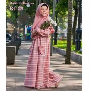 Gamis anak motif garis | Gamis kaos anak Raggakids stripe |Baju muslim Dress