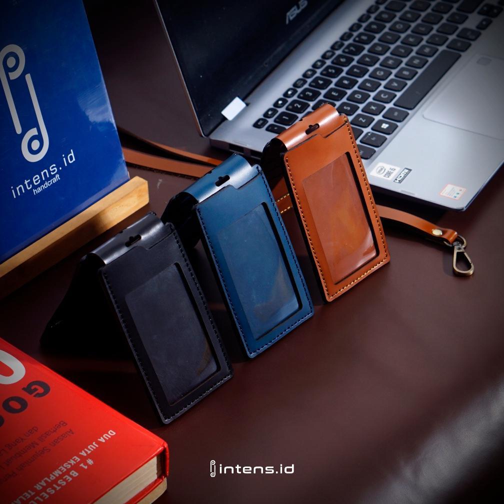 [SR] Gantungan id card holder kulit  name tag kulit magnet  lanyard kulit custom id card kulit magne