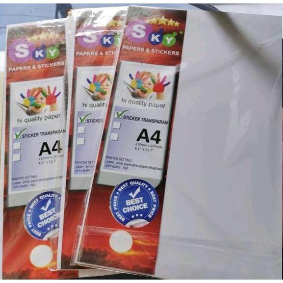 Bisaaja- Kertas Sticker Stiker Transparan Glossy Bisa Semua Printer Bisa Tahan Air Bening