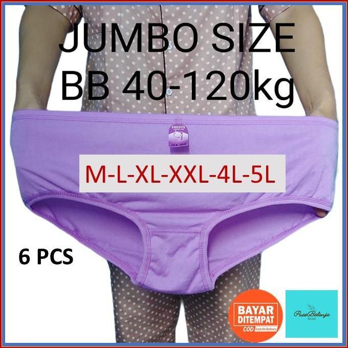 Celana Dalam Wanita Polos Katun 6 PCS  Elastis CD Ibu HAMIL JUMBO 5L-4L-3L-L-M Cawet Cotton Polyeste