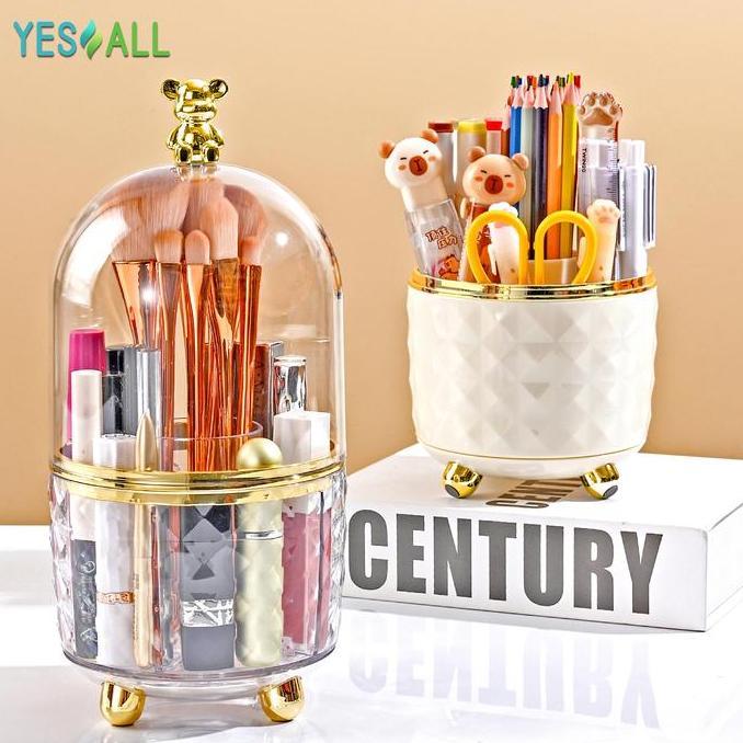 Foodcity- Yesall Rak Makeup Kosmetik Crystal Transparan Aesthetic Rak Kosmetik Putar 360 Derajat Aes