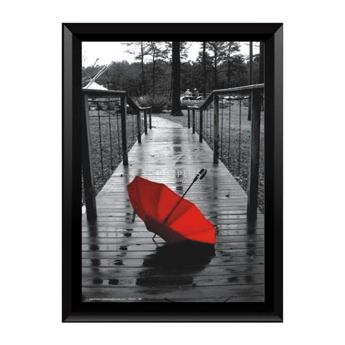 '' POSTER A4 PAYUNG MERAH DAN JEMBATAN HITAM + BINGKAI *