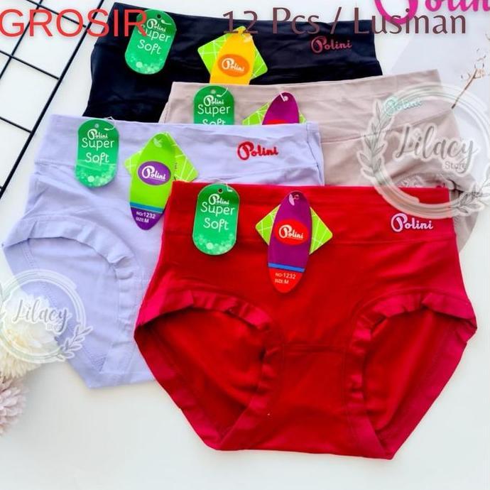 12 PCS Celana Dalam Brieft Wanita MID Waist POLINI 1232/2832