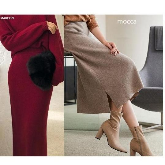 KNIT MIDI SKIRT - SLIT SKIRT RAJUT - SLIT MIDI KNIT SKIRT - ROK WINTER GS