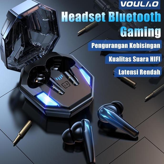 VOULAO GM4 Headset Bluetooth Gaming TWS with Mic Full Bass Stereo Handset Water Proof Earbud 5.0 Wir