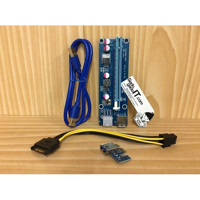 Slot PCI-E Riser 1x to 16x SATA Power USB 3.0 60cm For Bitcoin Miner