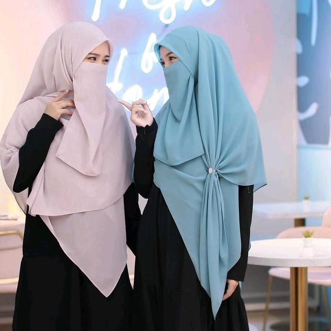 {SET CADAR} KHIMAR SEGI EMPAT JUMBO PREMIUM | TUDUNG AISHA Syari Instan Ceruti