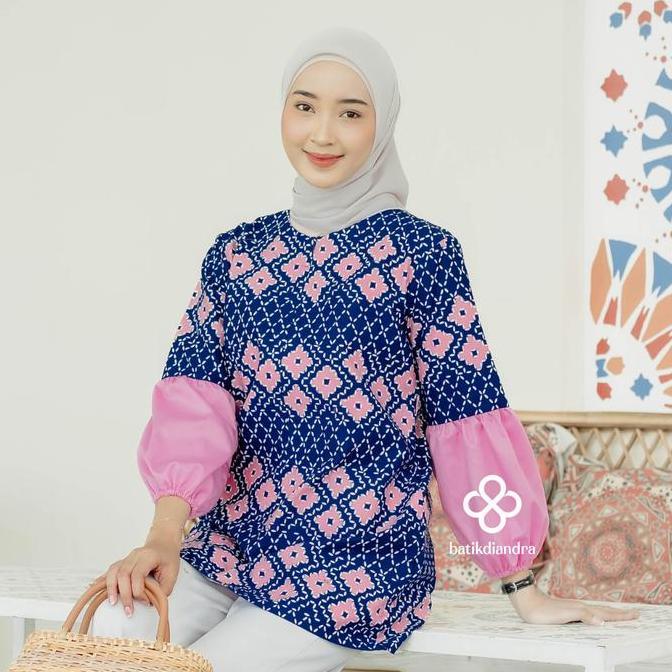 Batik Blouse New Mahalini- batik kerja wanita atasan blouse batik seragam batik modern batik hijab b