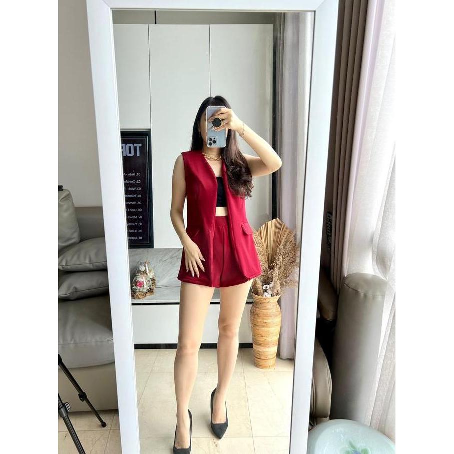 Ginfinik- Set Wanita Blazer+Celana 3843_Mv Fit Celana Setelan  Scuba Setelan Blazer Scuba Baju Kulot